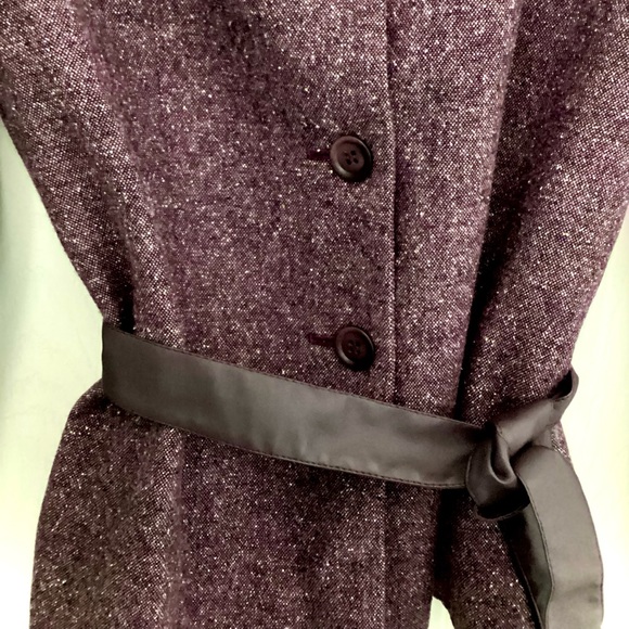 Petite Sophisticate Tweed Pants Suit W/ Leather Sash - Picture 4 of 16